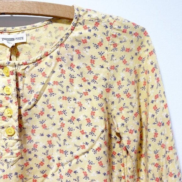 Tucker + Tate Size 6 Floral Peasant Style Shirt Top Blouse Yellow - Picture 3 of 7